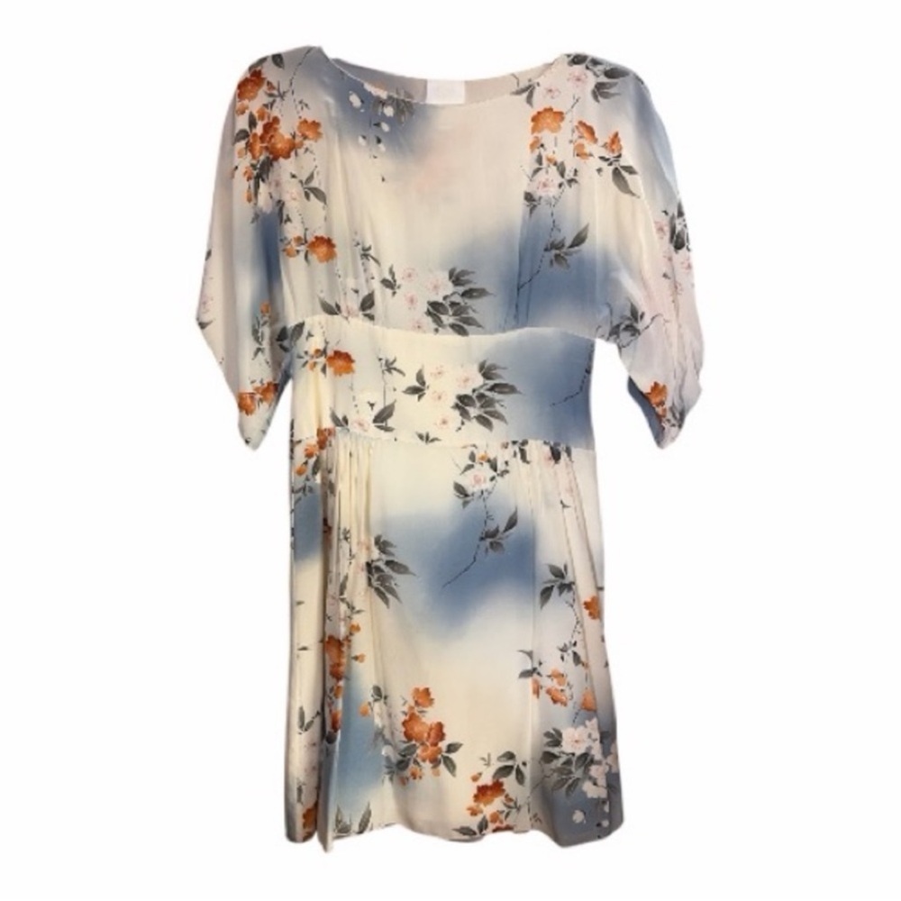 Anna Sui Cream, Blue and Orange Floral Midi.    Looking for this dress!!!!